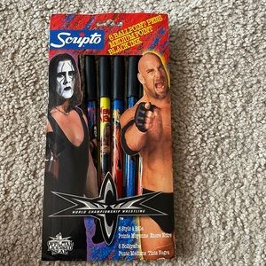 🤼‍♀️🤼‍♀️ VINTAGE!!1999 World championship wrestling! 6 Ball point PENS!
